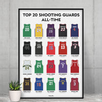 Top 20 Shooting Guards All Time. Poster – Premium Basketball Print