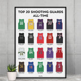 Top 20 Shooting Guards All Time. Poster – Premium Basketball Print