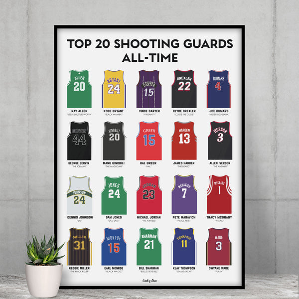 Top 20 Shooting Guards All Time. Poster – Premium Basketball Print