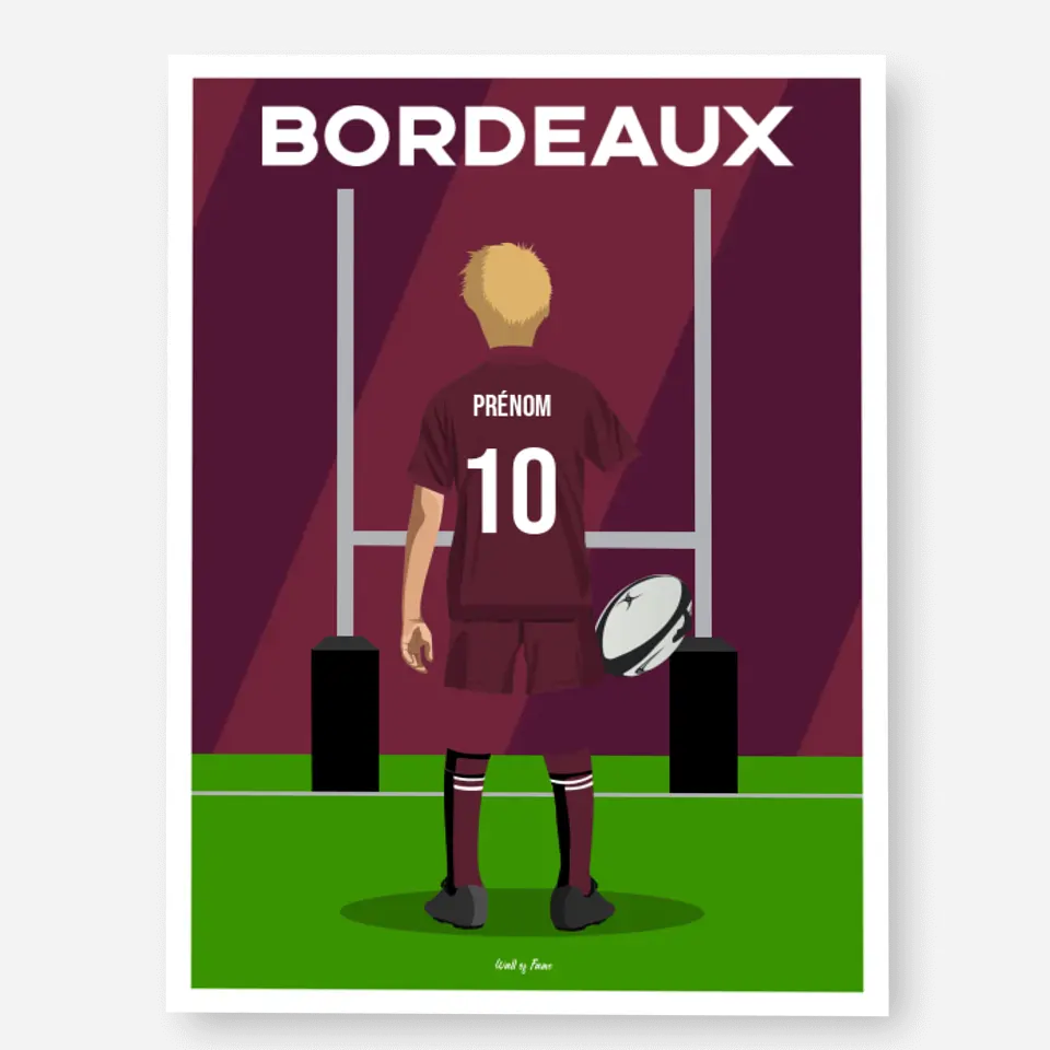 Affiche Rugby Enfant Personnalisée - Bordeaux