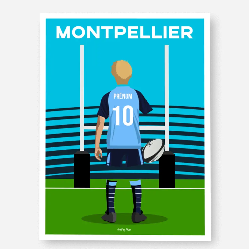 Affiche Rugby Enfant Personnalisée - Montpellier