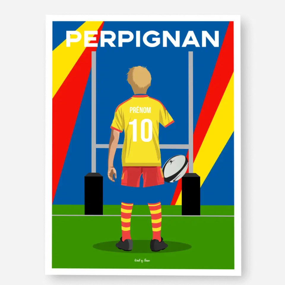 Affiche Rugby Enfant Personnalisée - Perpignan