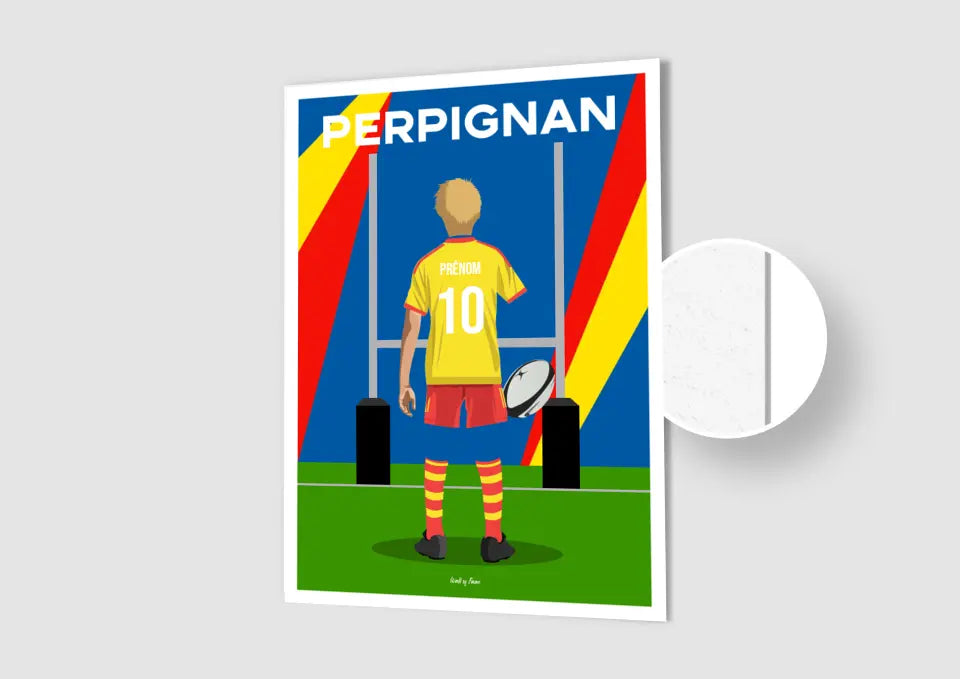 Affiche Rugby Enfant Personnalisée - Perpignan