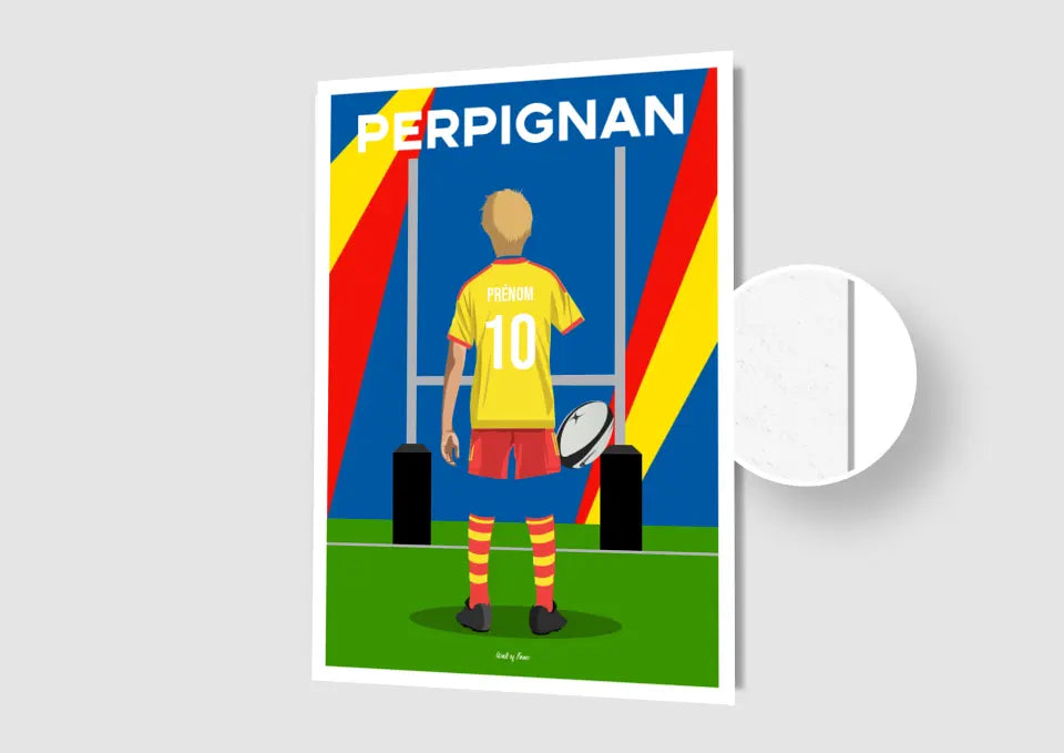 Affiche Rugby Enfant Personnalisée - Perpignan