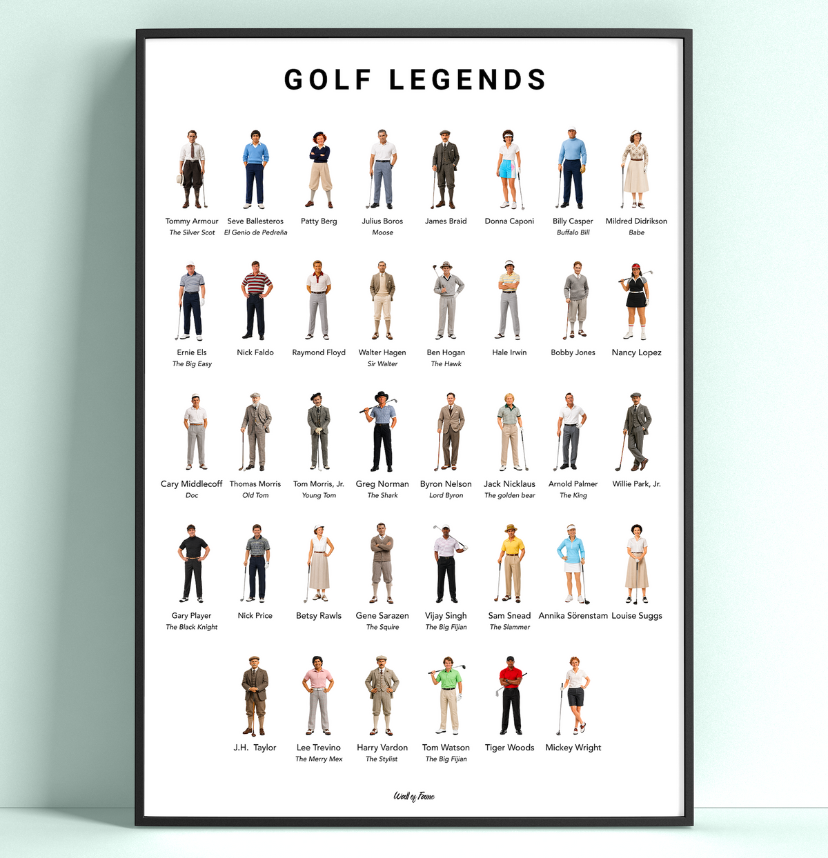 🏌️ Golf Legends Poster – The Greatest Golfers of All Time