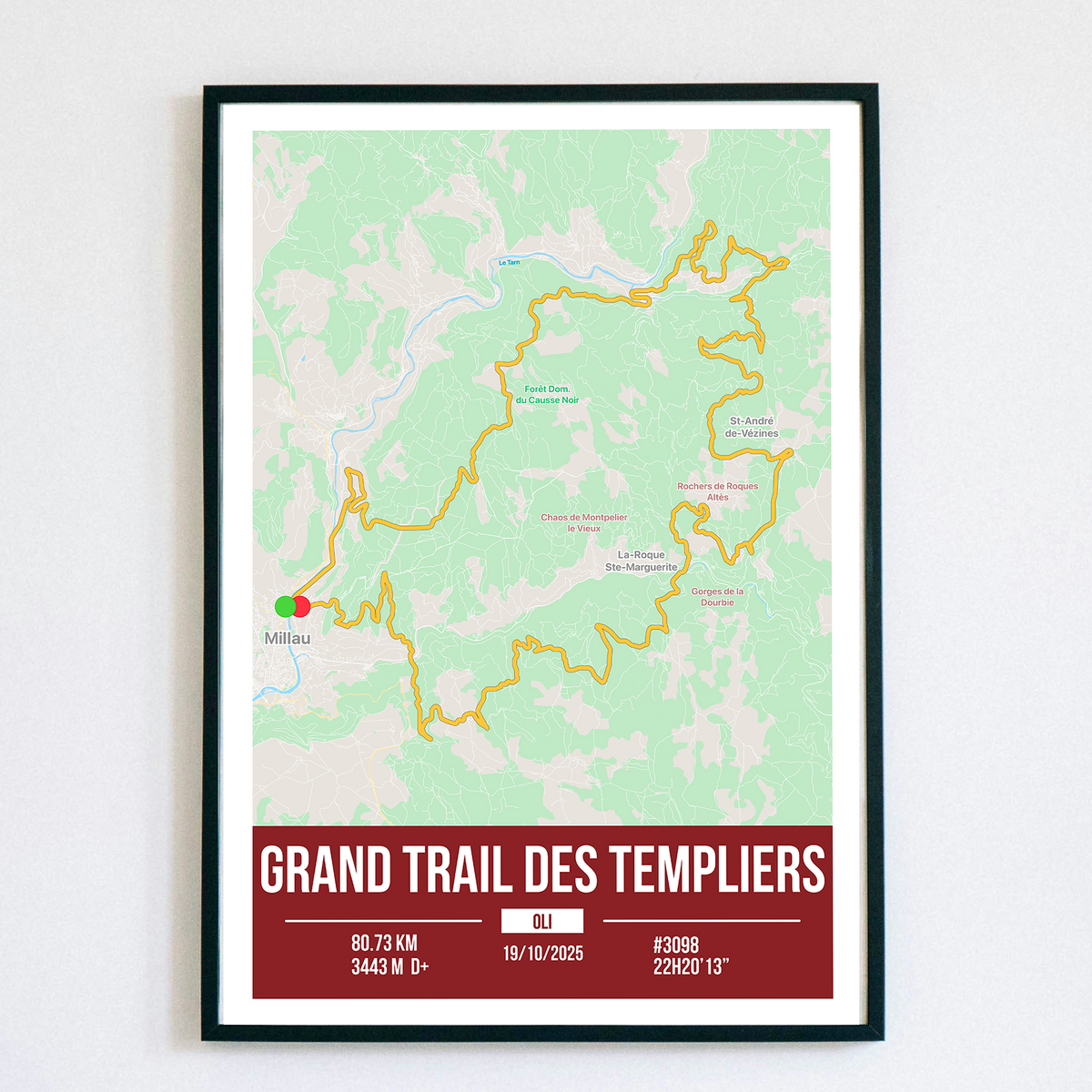 Poster Personnalisé Grand Trail des Templiers (80,7km)