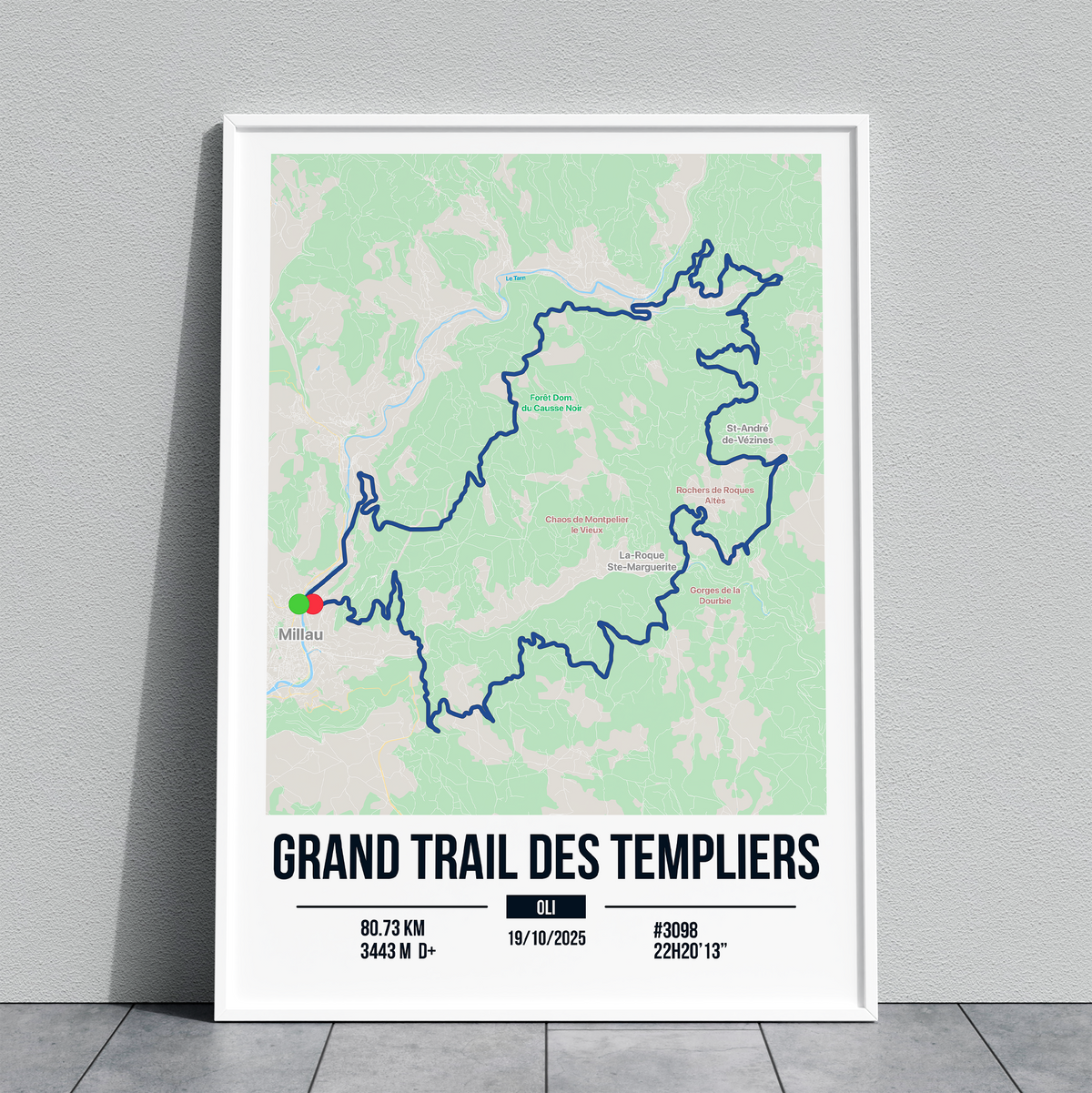 Poster Personnalisé Grand Trail des Templiers (80,7km)
