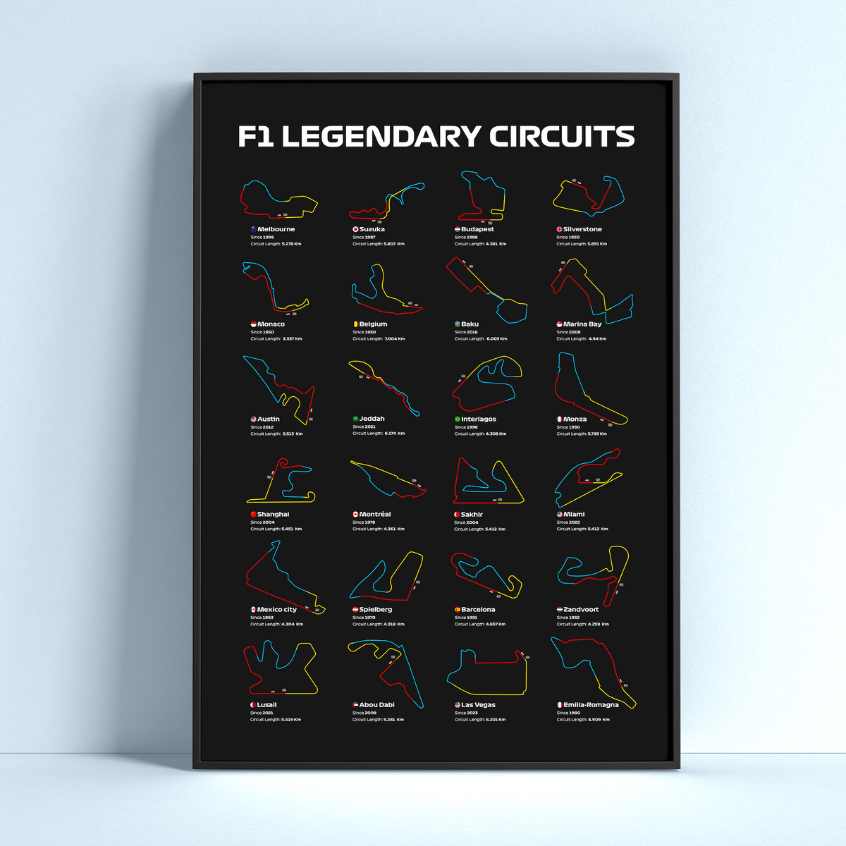 Poster F1 LEGENDARY CIRCUITS - Circuits Légendaires de F1 en affiche