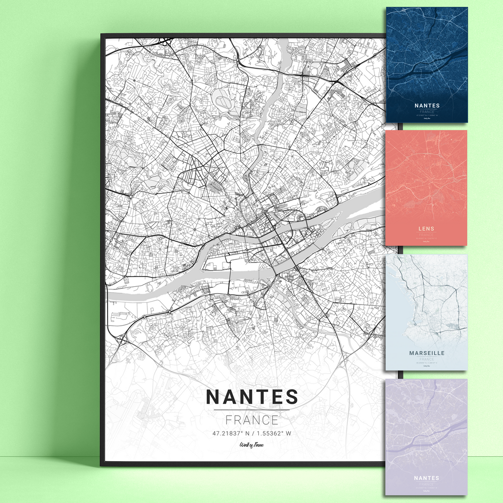 Poster Plan de Nantes – 6 Styles au Choix (dont Édition FC Nantes)