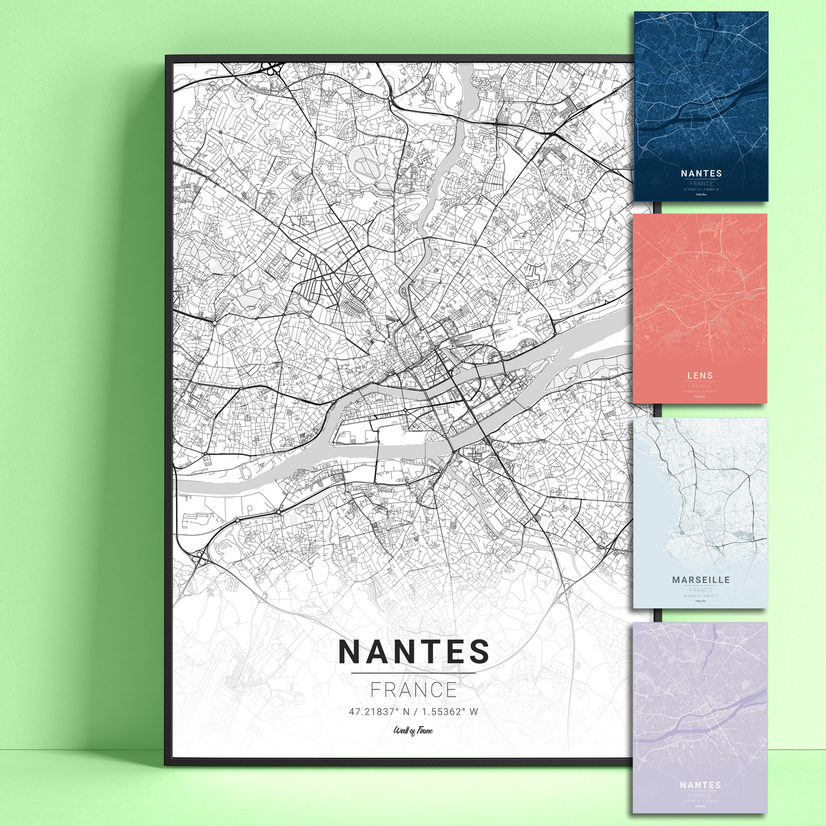 Poster Plan de Nantes – 6 Styles au Choix (dont Édition FC Nantes)