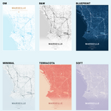 AFFICHE  PLAN DE MARSEILLE – 6 styles au choix (dont Édition OM)