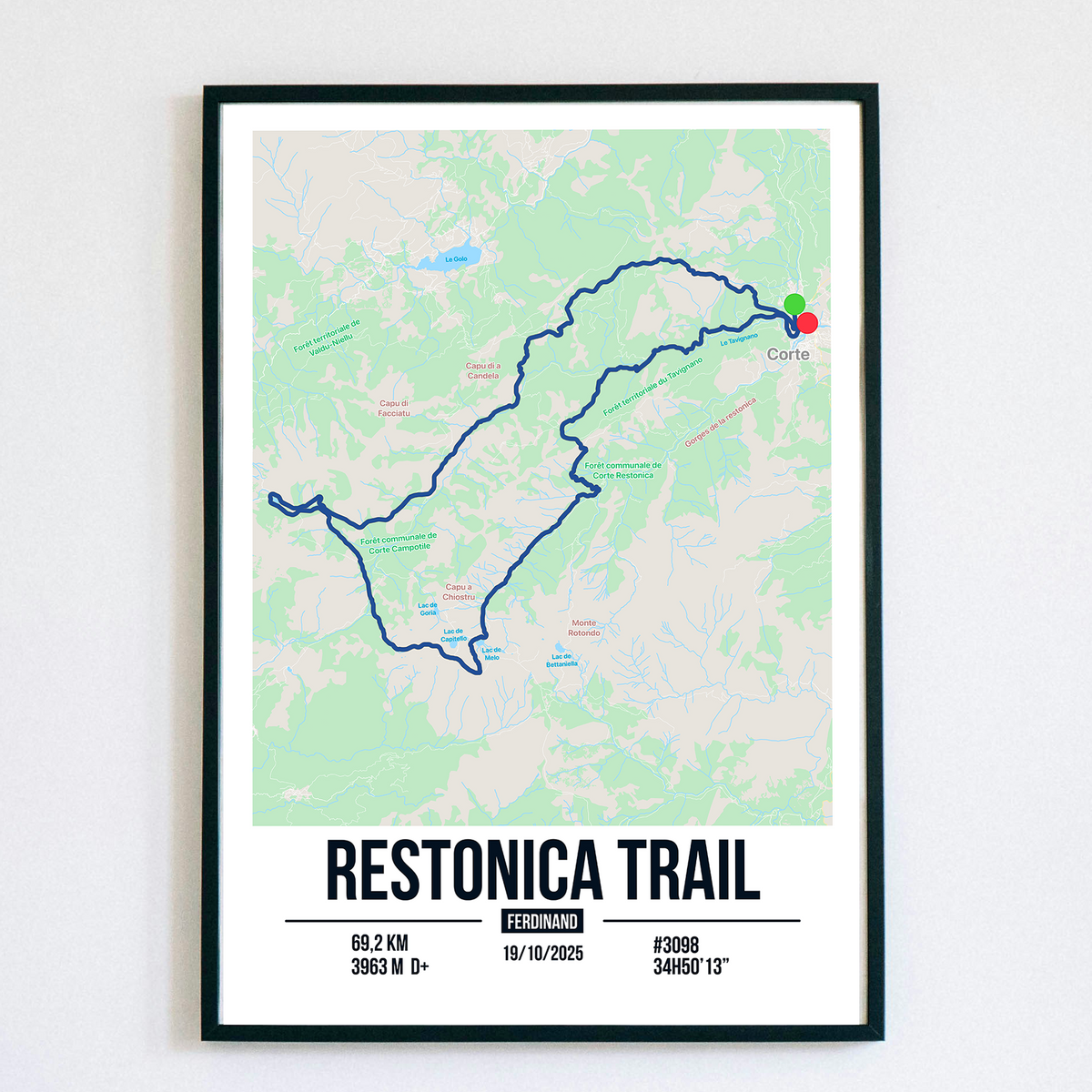 Poster Personnalisé Restonica Trail (69,2 km)
