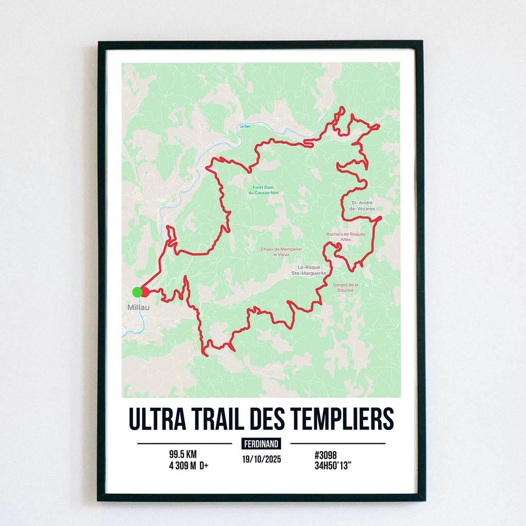 Poster Personnalisé Ultra Trail des Templiers (99,5 km)