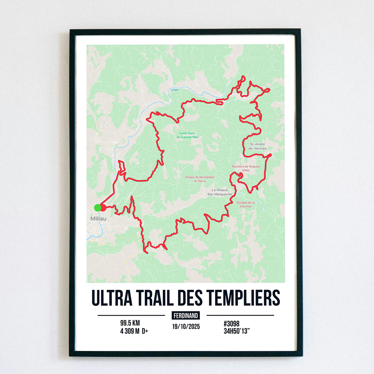 Poster Personnalisé Ultra Trail des Templiers (99,5 km)