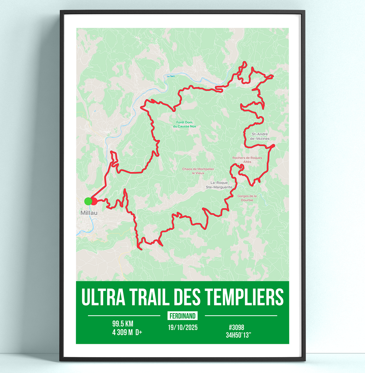 Poster Personnalisé Ultra Trail des Templiers (99,5 km)