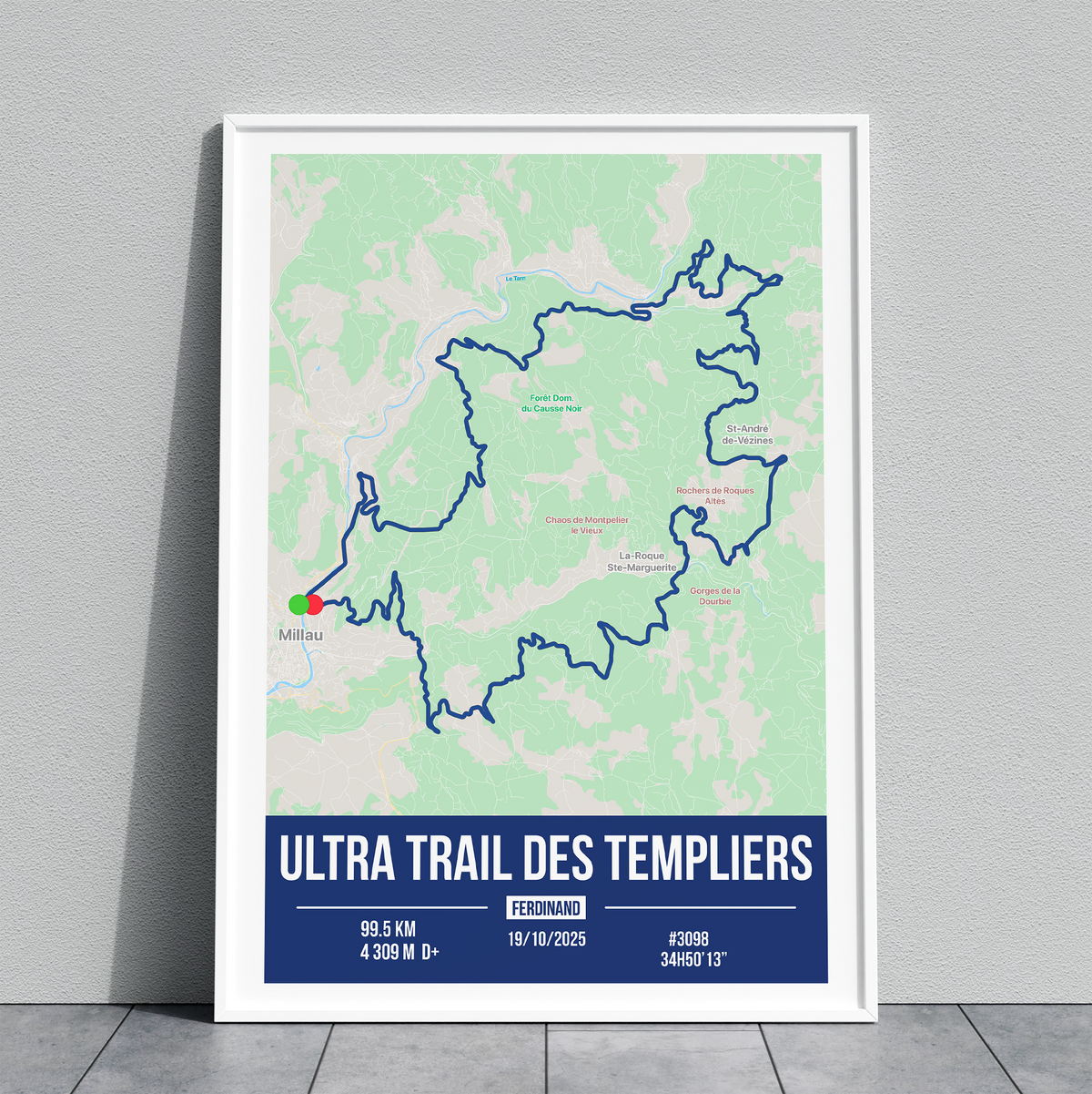 Poster Personnalisé Ultra Trail des Templiers (99,5 km)