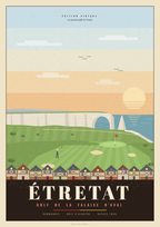 Affiche vintage Golf d'Étretat – Falaises de Normandie