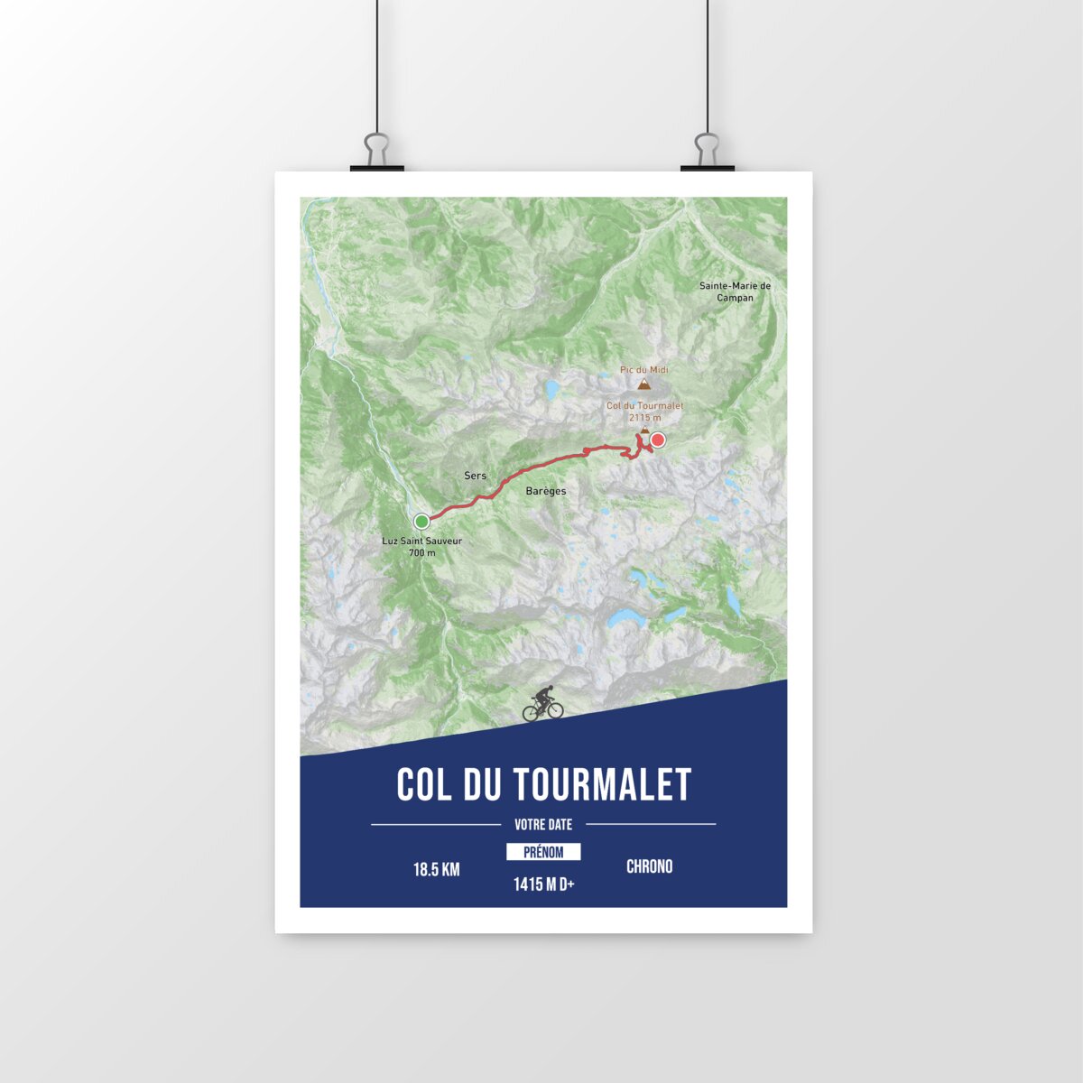Col du Tourmalet - Affiche cyclisme personnalisable