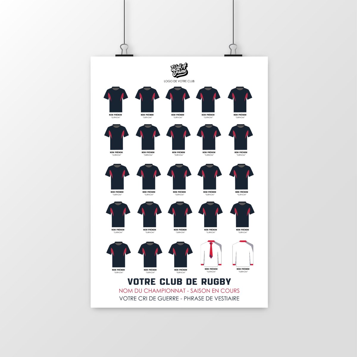 Votre club de rugby personnalisable