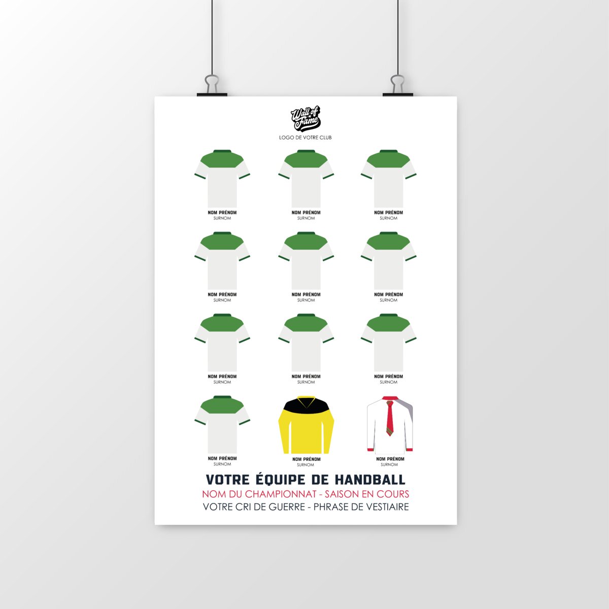 Votre équipe de handball - Personnalisable