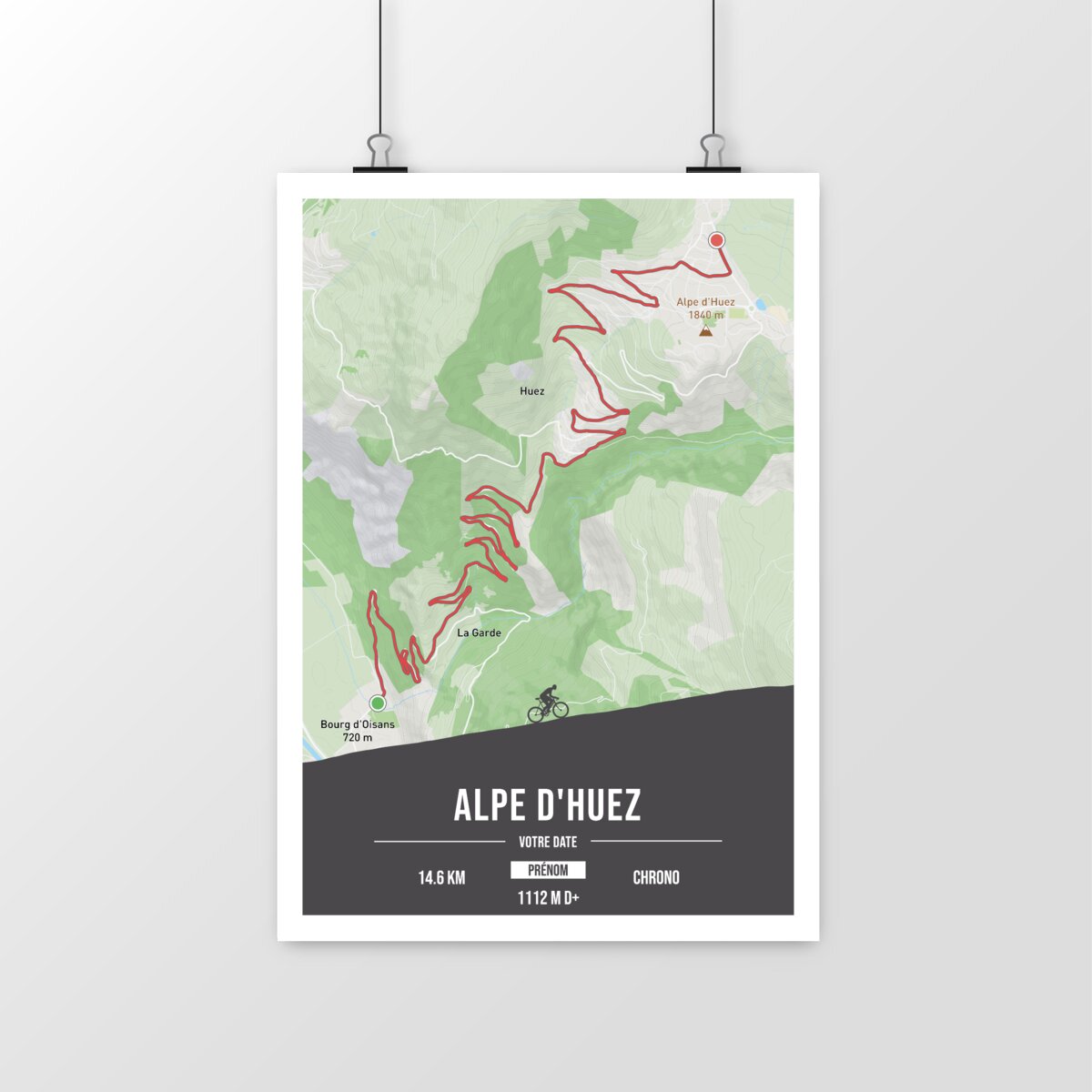 Alpe d'Huez - Affiche cyclisme personnalisable